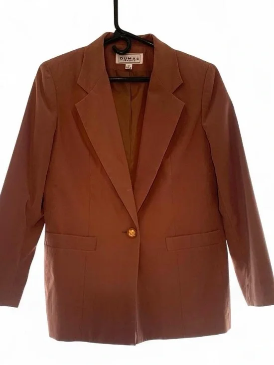 Womens Rust Brown Suede Single-Button Blazer - Picture 2 of 2